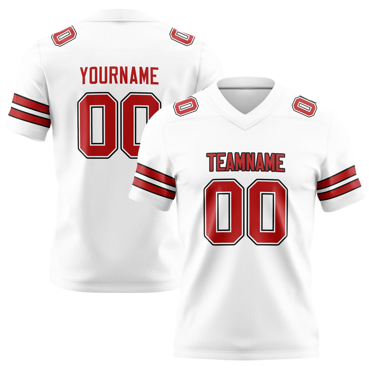 Custom White Red Football Jerseys Personalized with Your Name Number Logo