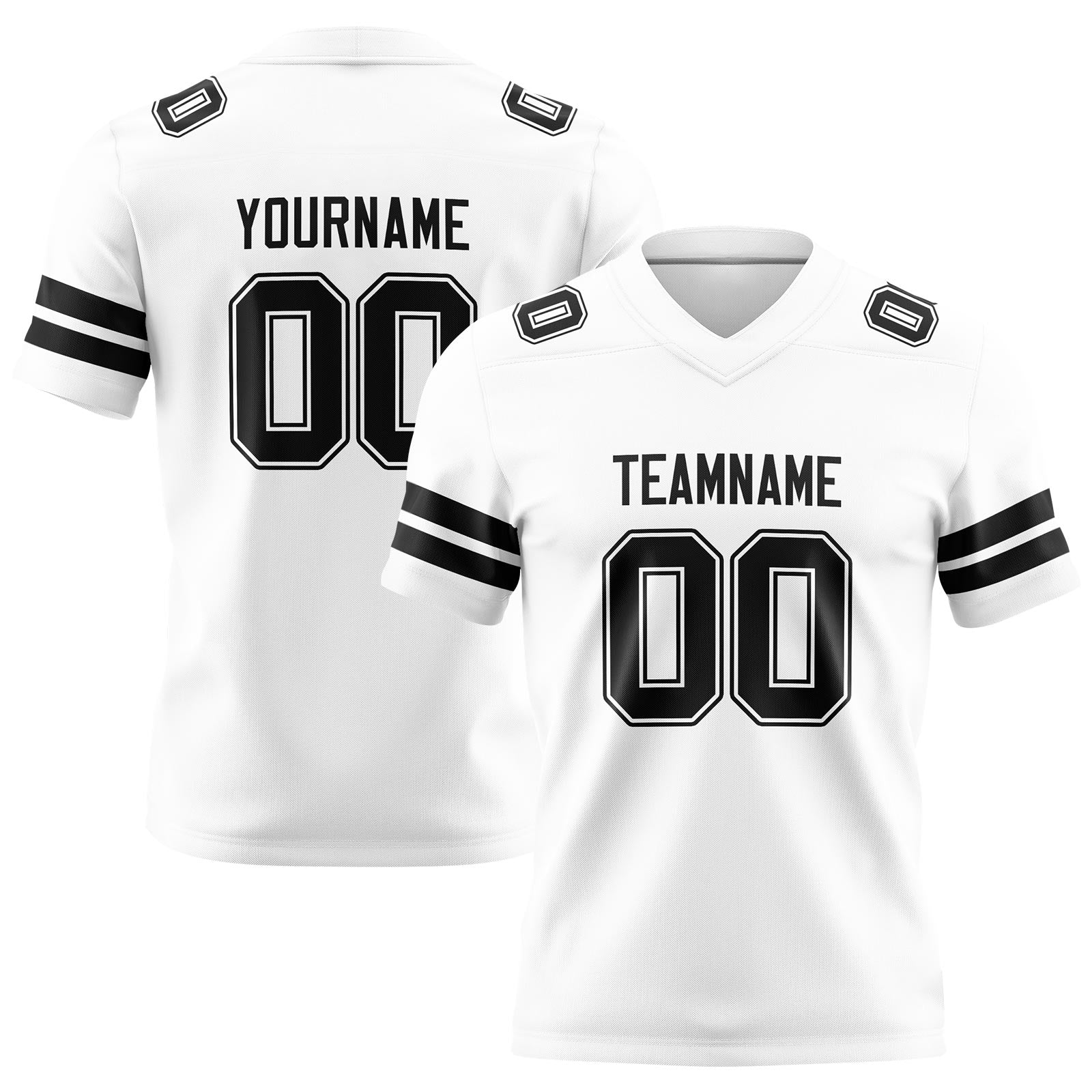 Custom White Black Football Jerseys Personalized with Your Name Number Logo