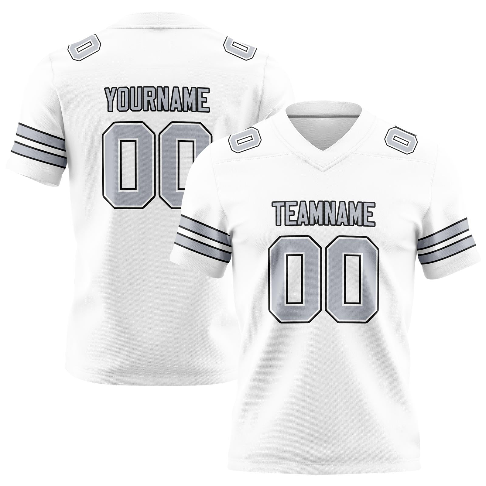 Custom White Gray Football Jerseys Personalized with Your Name Number Logo
