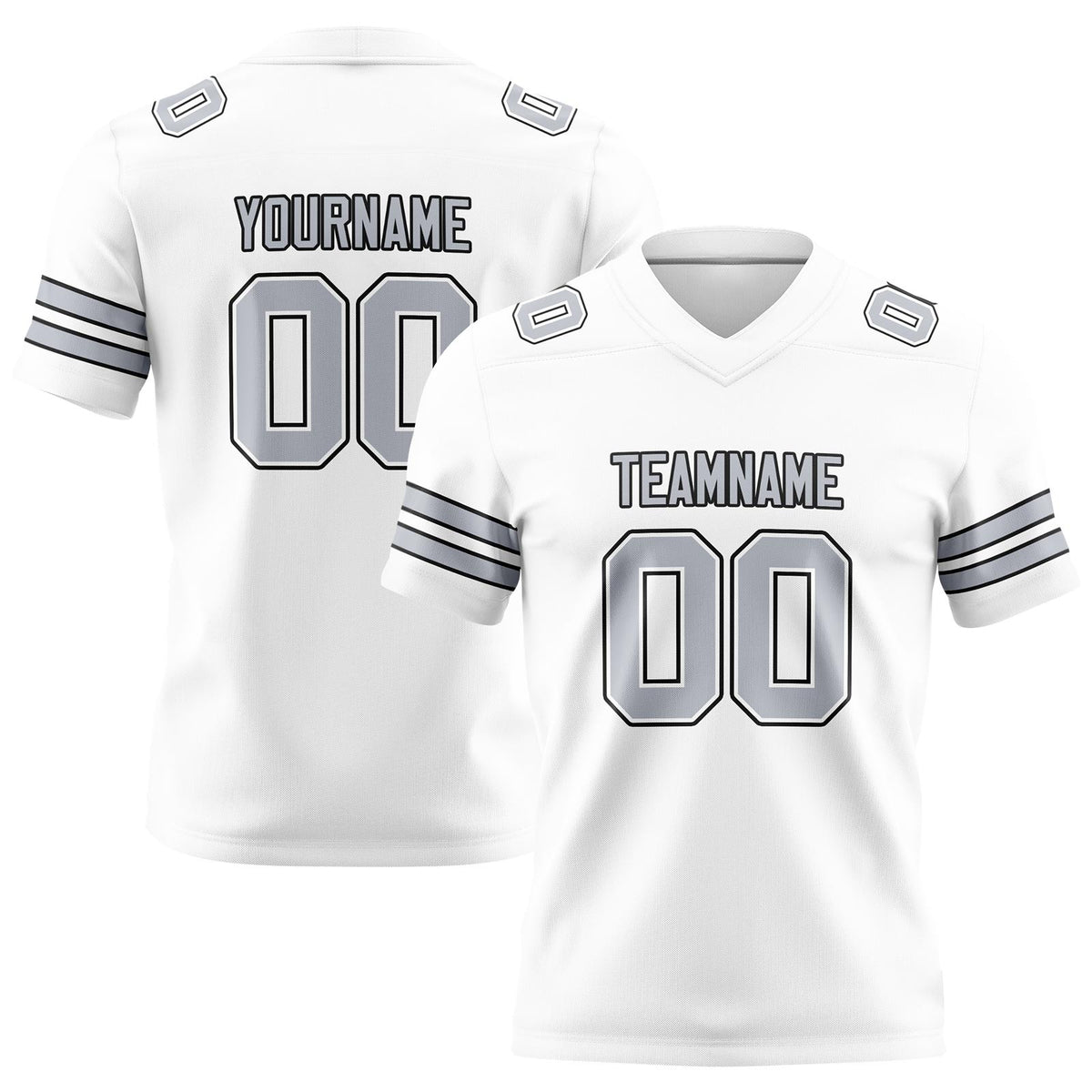 Custom White Gray Football Jerseys Personalized with Your Name Number Logo