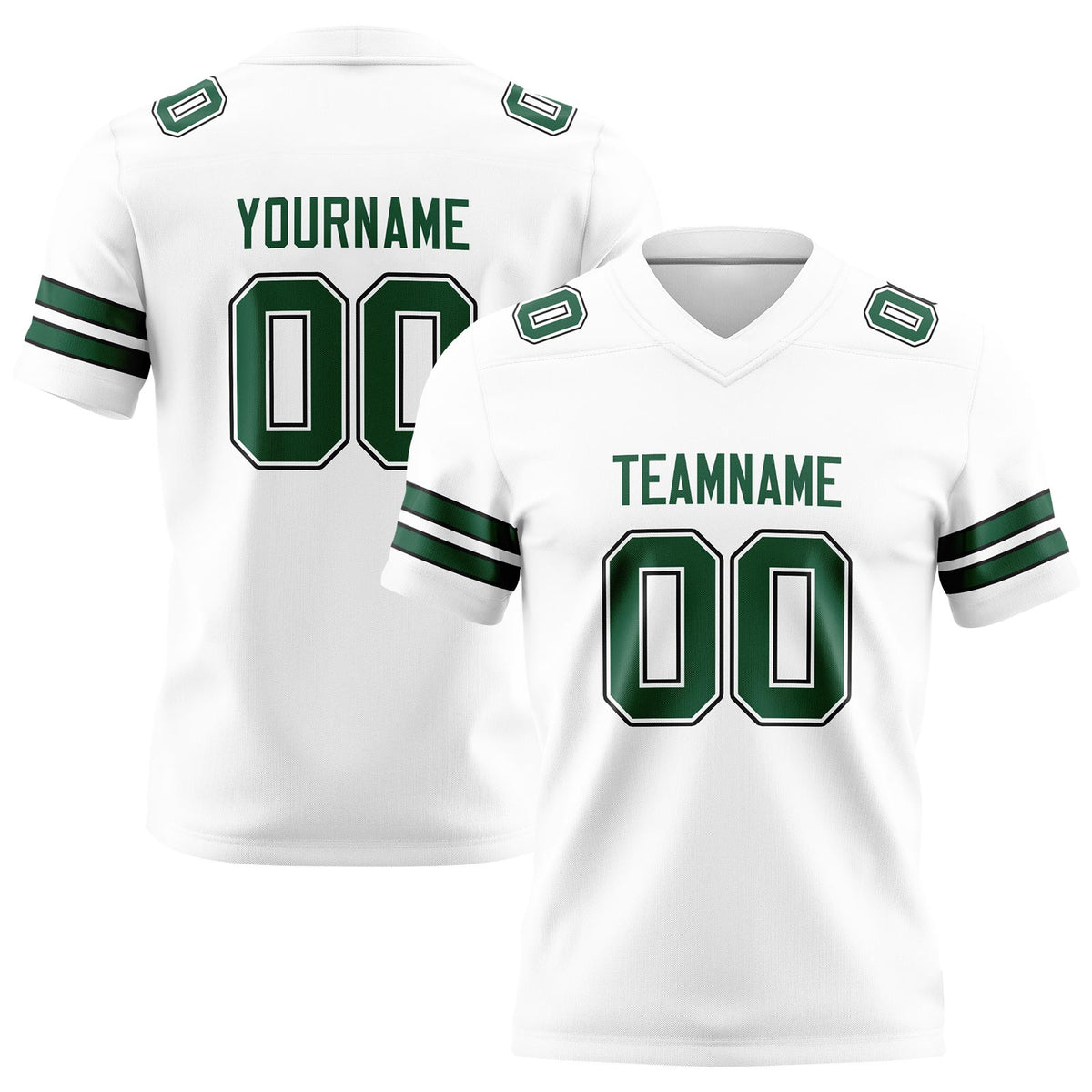 Custom White Green Football Jerseys Personalized with Your Name Number Logo
