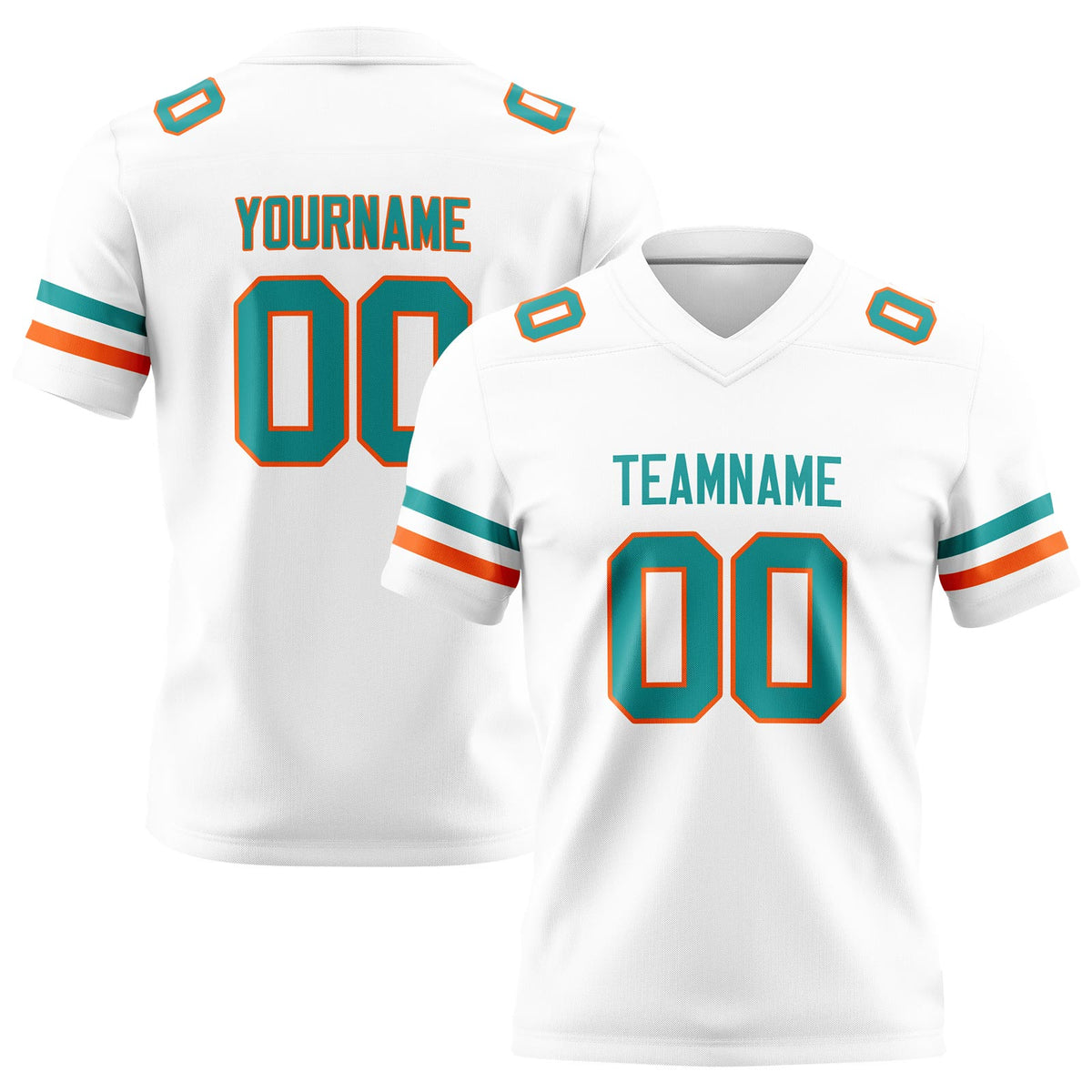 Custom White Teal Football Jerseys Personalized with Your Name Number Logo