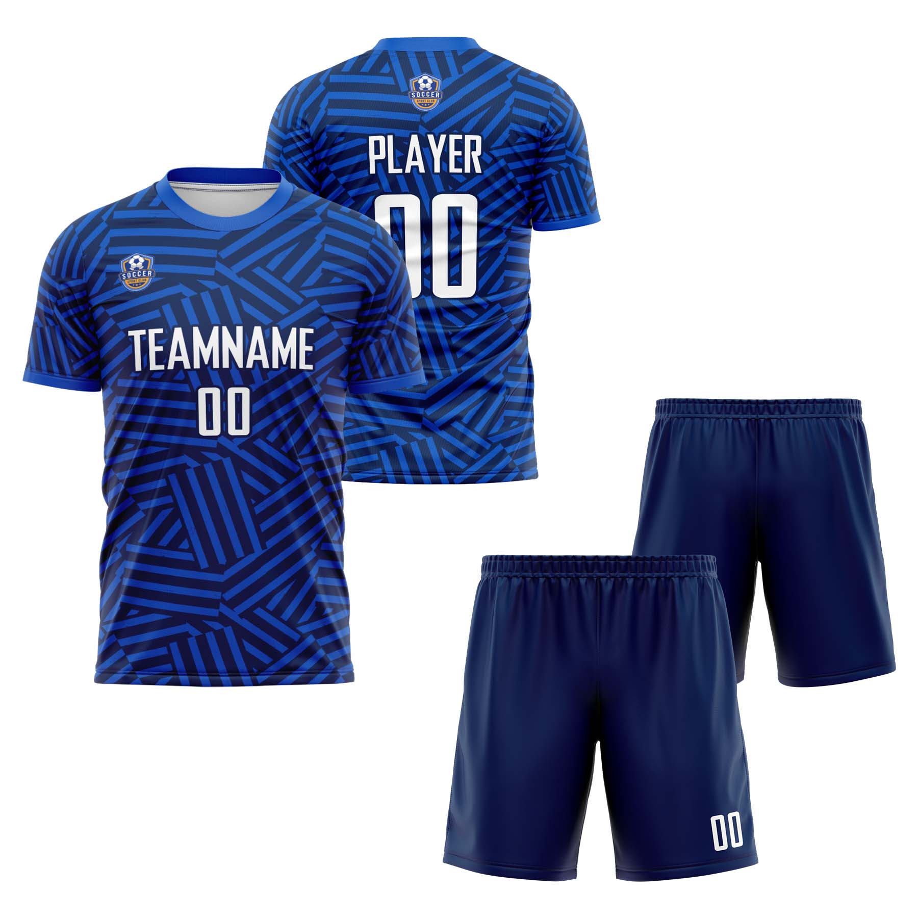 Custom Blue Navy Classic Soccer Training Sets Jersey For Adults/Kids