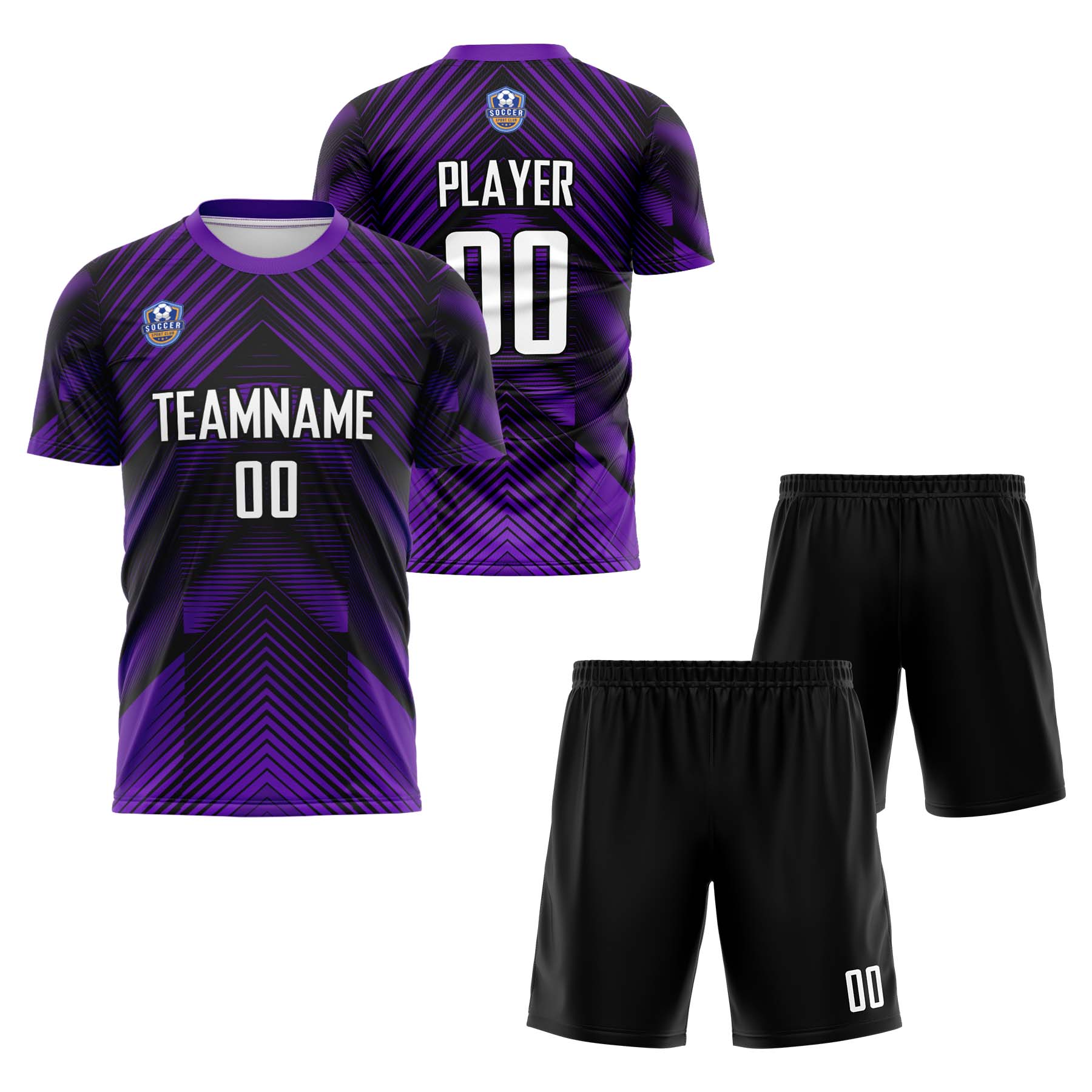 Custom Purple Black Classic Soccer Training Sets Jersey For Adults/Kids