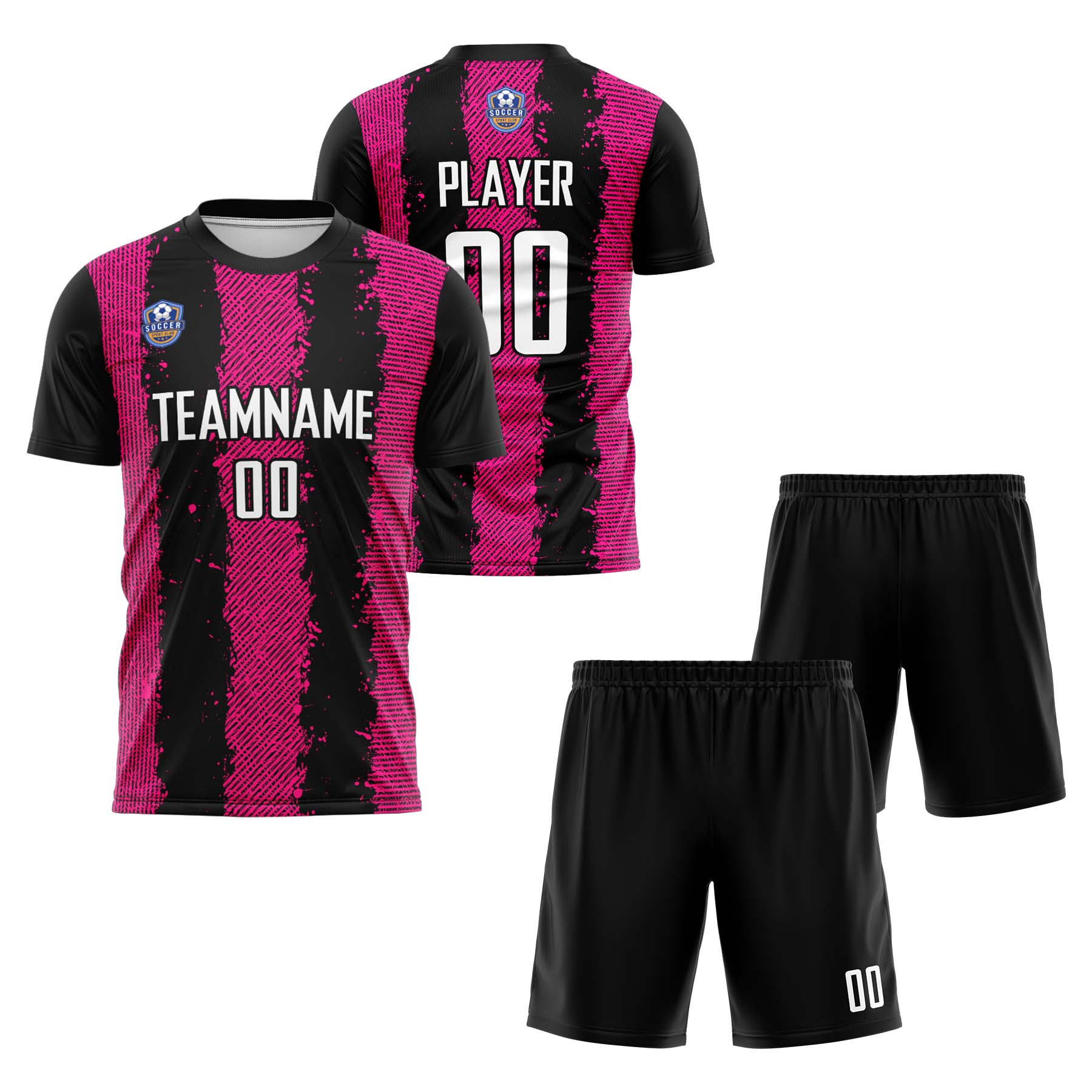 Custom Black Pink Classic Soccer Training Sets Jersey For Adults/Kids