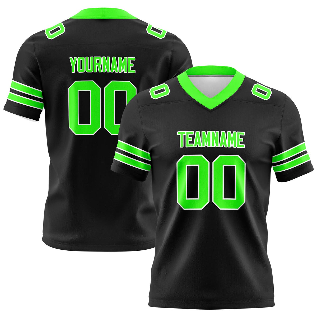 Custom Black Neon Green Football Jerseys Personalized with Your Name Number Logo