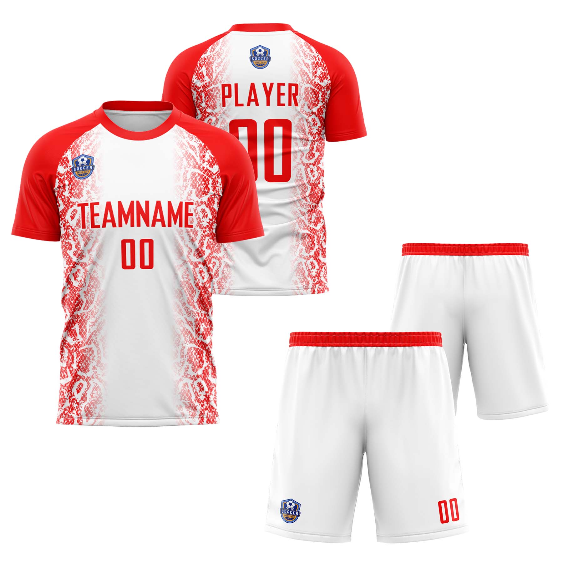 Custom White Red Classic Soccer Training Sets Jersey For Adults/Kids