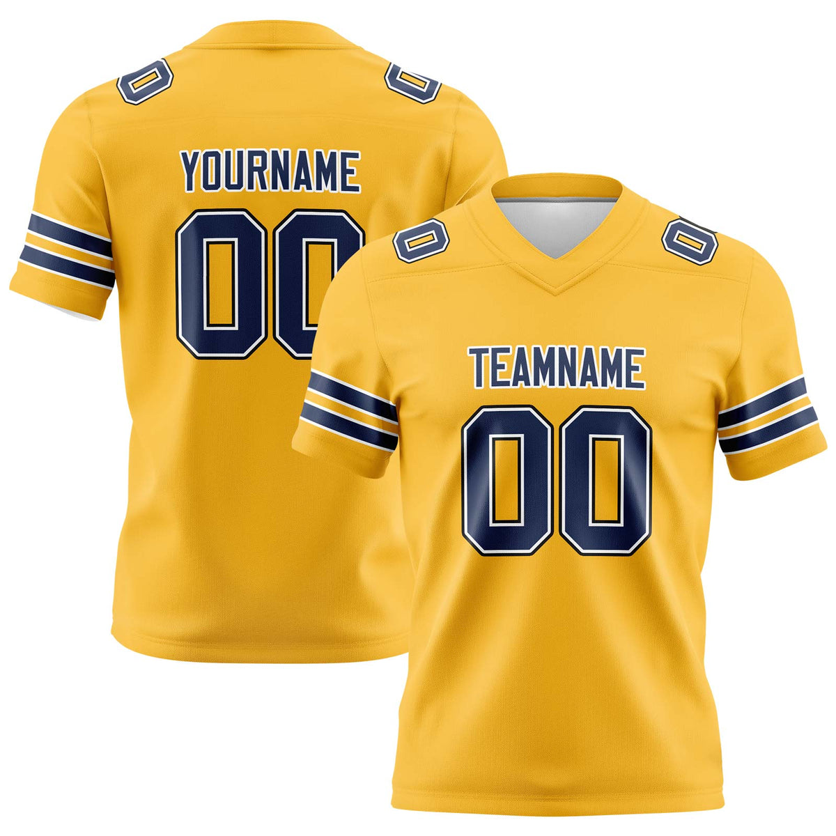 Custom Yellow Navy Football Jerseys Personalized with Your Name Number Logo