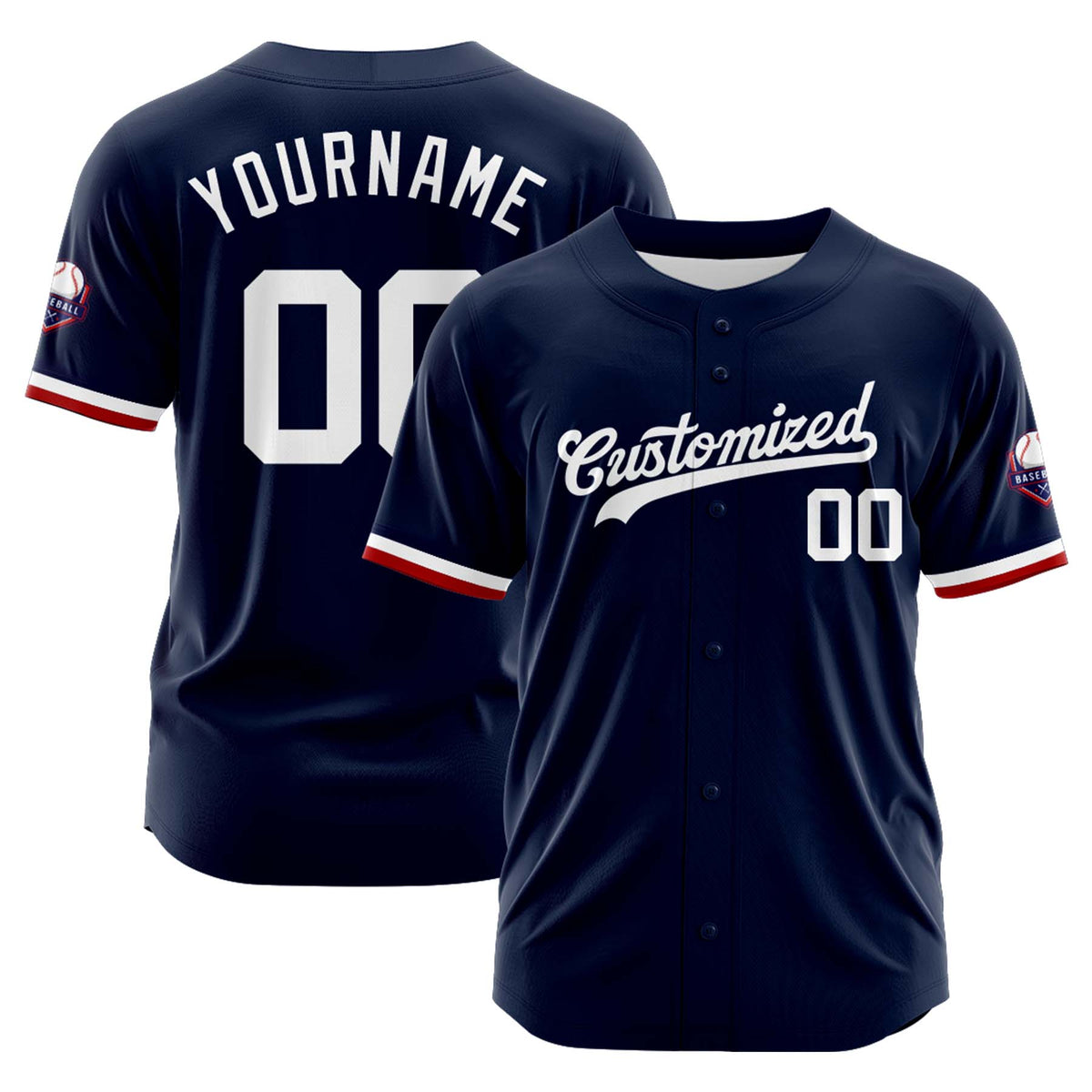 Custom Personalized Navy White Fashion Design Full Button Authentic Baseball Jersey
