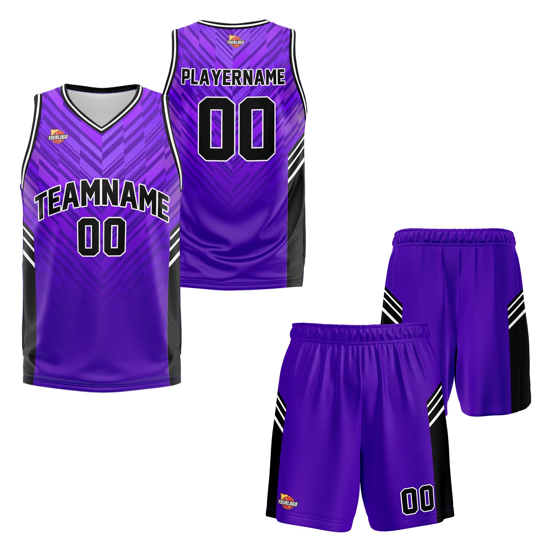 Custom Purple Black Fashion Sports Uniform Basketball Jersey