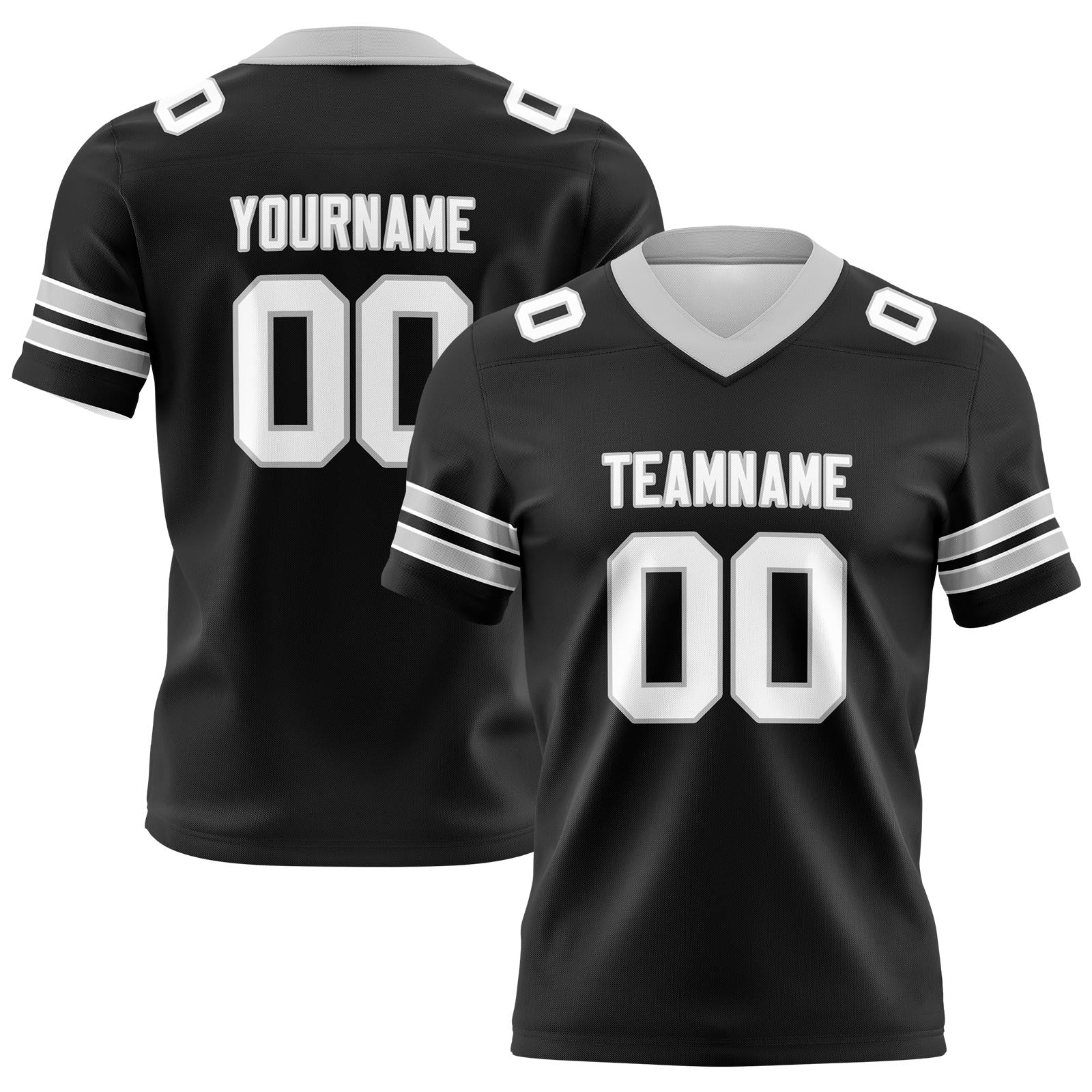Custom Black Gray Football Jerseys Personalized with Your Name Number Logo