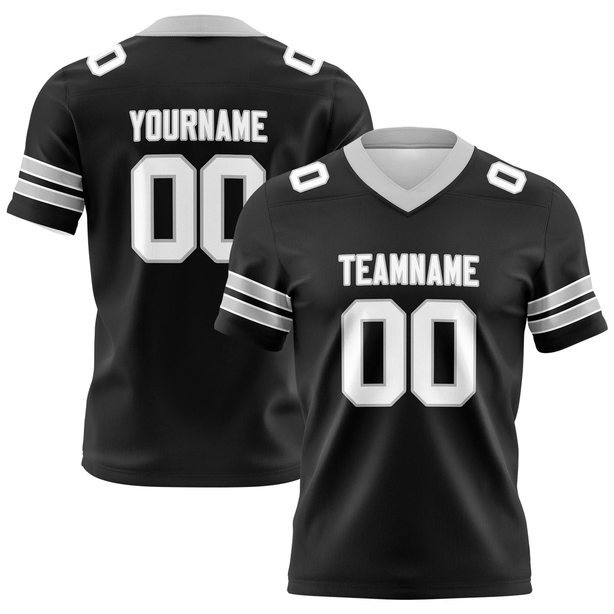 Custom Black Gray Football Jerseys Personalized with Your Name Number Logo