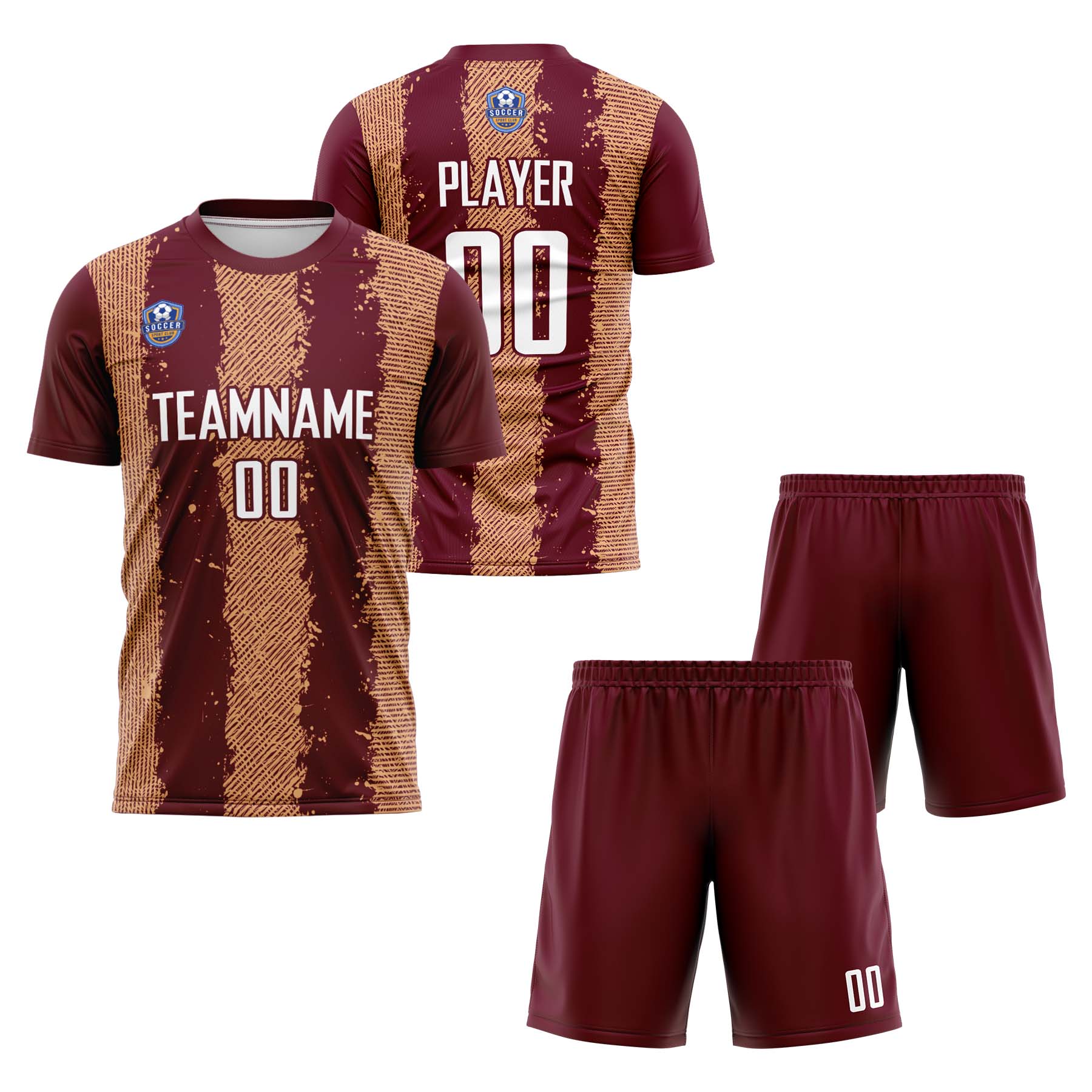 Custom Burgundy Fawn Classic Soccer Training Sets Jersey For Adults/Kids