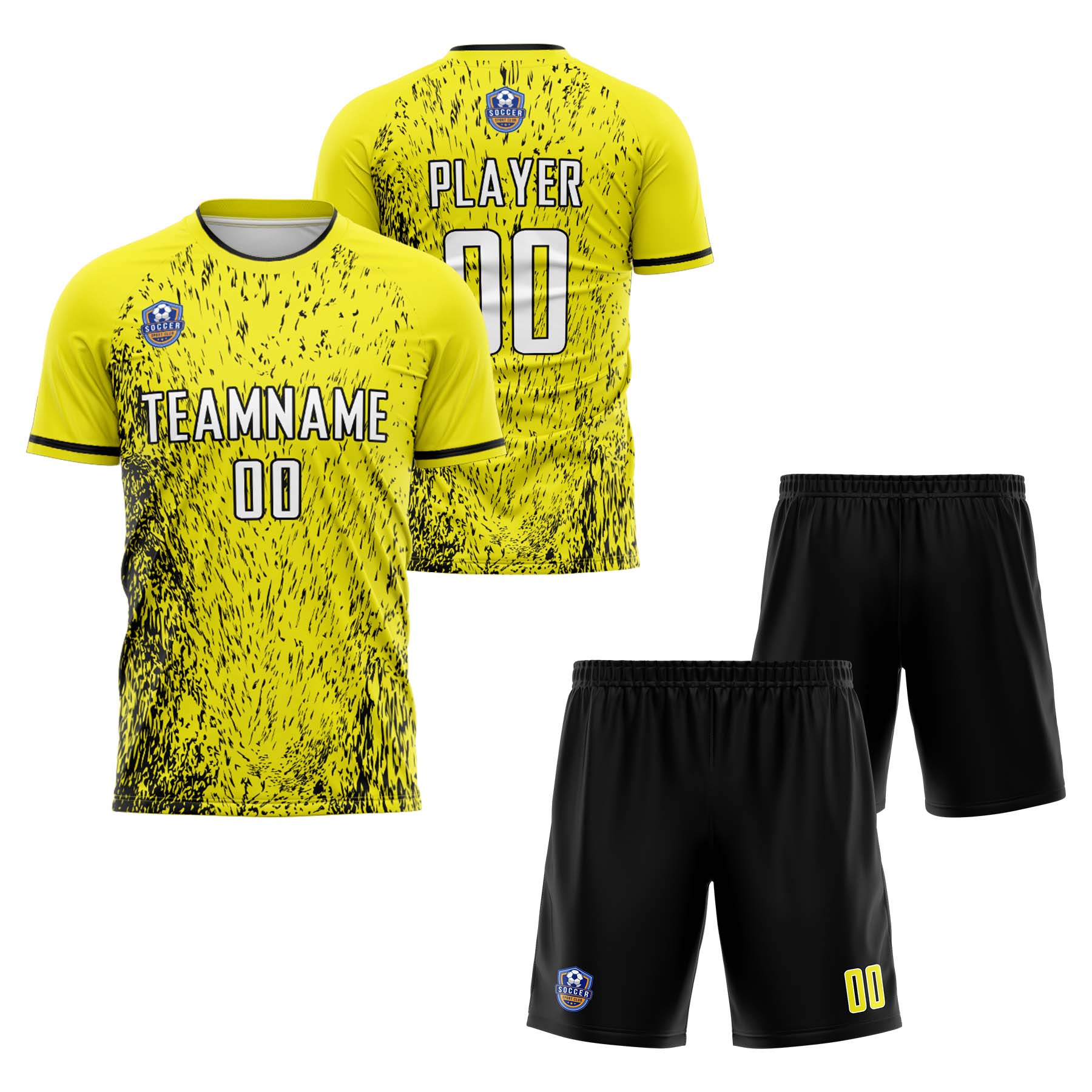 Custom Yellow Black Classic Soccer Training Sets Jersey For Adults/Kids